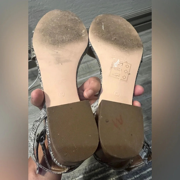 J Crew snakeskin blocked heel strap on sandals, size 8 - Picture 5 of 8